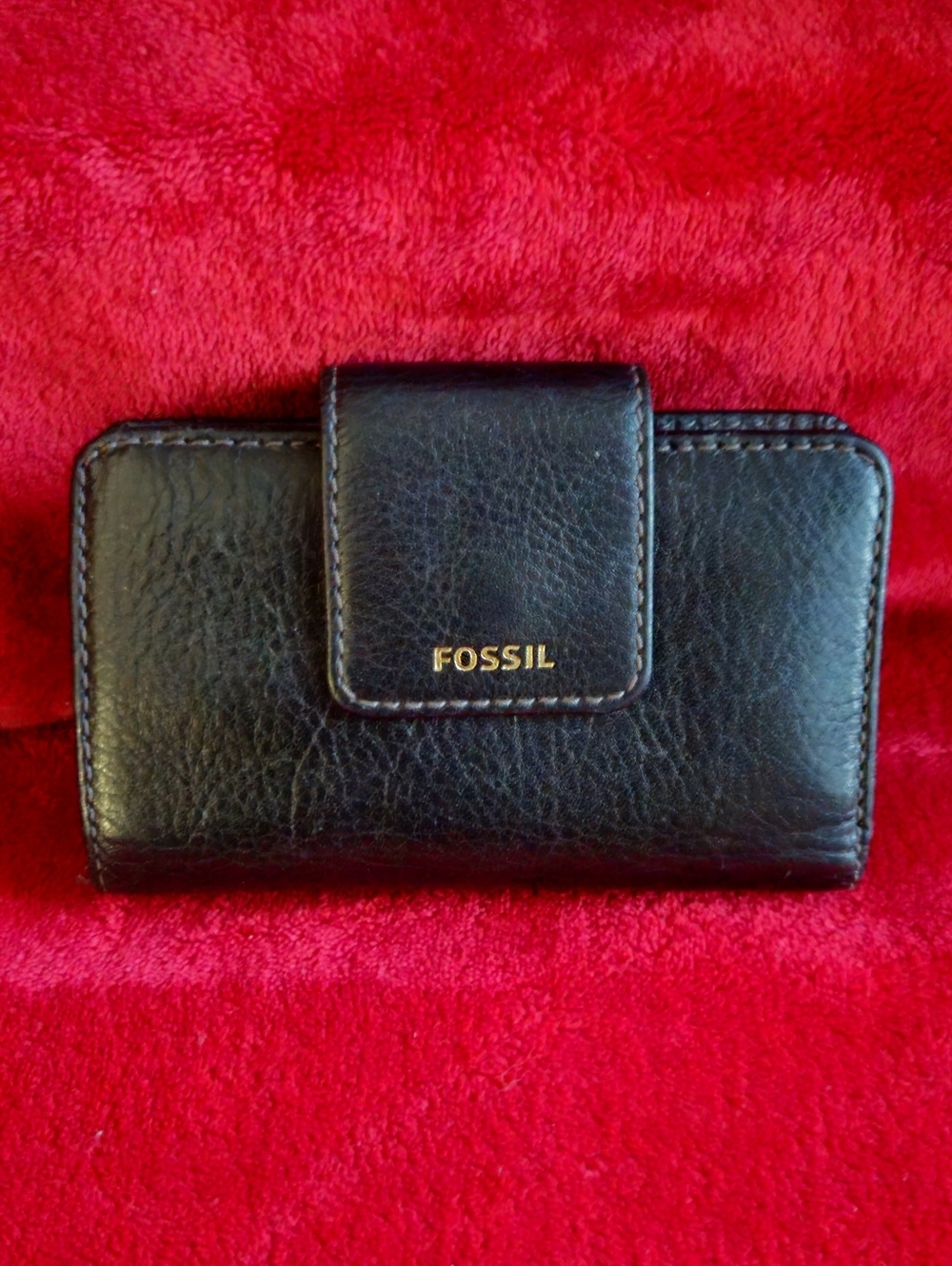 Fossil Madison Black Pebble Leather Bi-Fold Wallet
